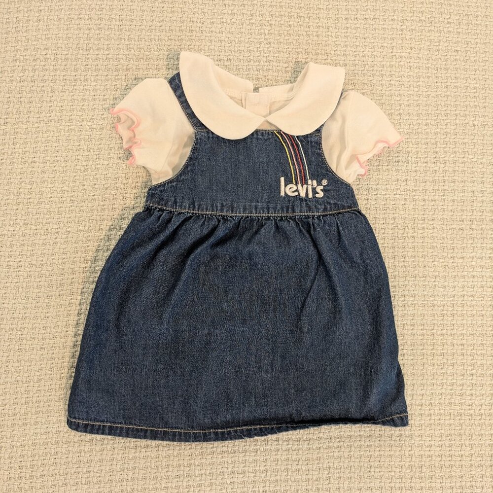 ⭐ Girl's Levis chambray 2-piece dress outfit 12 months